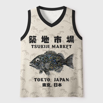 Tokyo-Tiger Japanese Tsukiji Market Mesh Tank Top