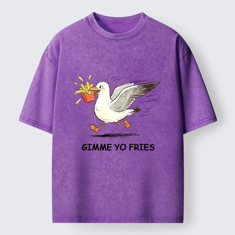 Tokyo-Tiger Funny Seagull Fries Meme Washed T-Shirt