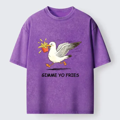 Tokyo-Tiger Funny Seagull Fries Meme Washed T-Shirt