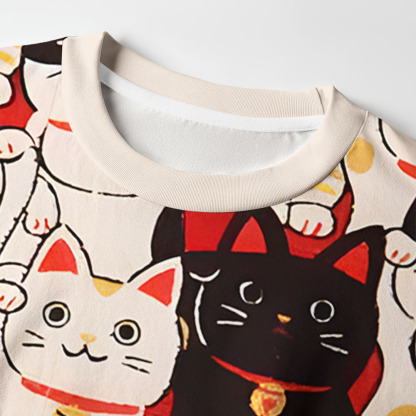Tokyo-Tiger Lucky Cat Eco-Friendly Long Sleeve T-Shirt