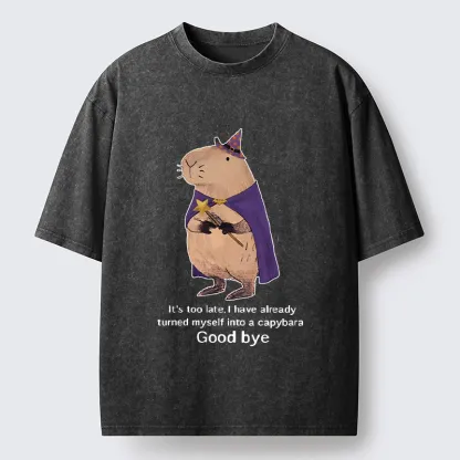Tokyo‑Tiger Funny Wizard Capybara Washed T‑Shirt