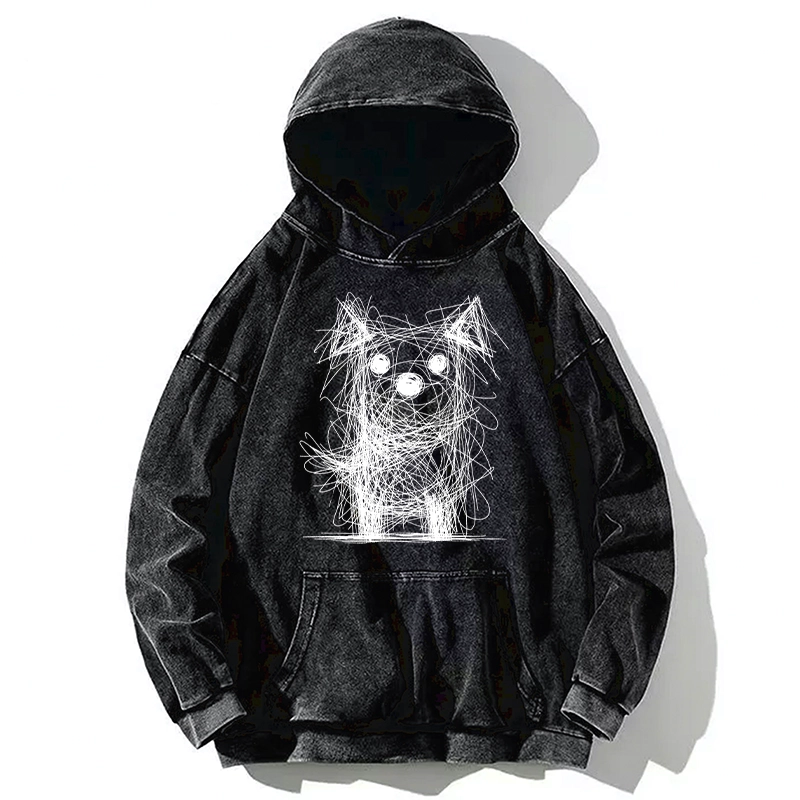 Tokyo-Tiger Scruffy Dog Chaos Art Washed Hoodie