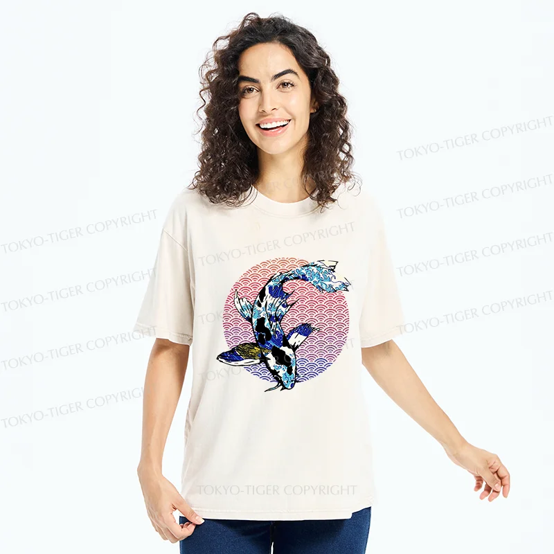 Tokyo-Tiger Vintage Japanese Koi Washed T-Shirt