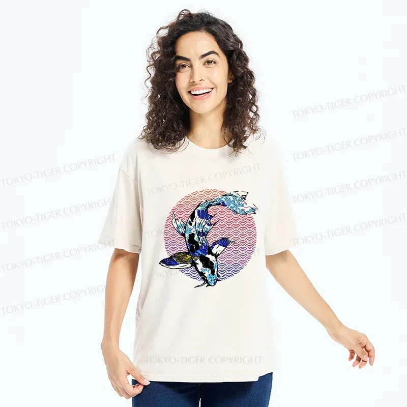 Tokyo-Tiger Vintage Japanese Koi Washed T-Shirt