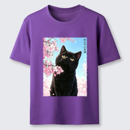 Tokyo-Tiger Japanese Sakura Black Cat Classic T-Shirt