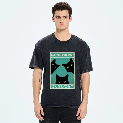 Tokyo-Tiger Cats Watching You Poop Washed T-Shirt