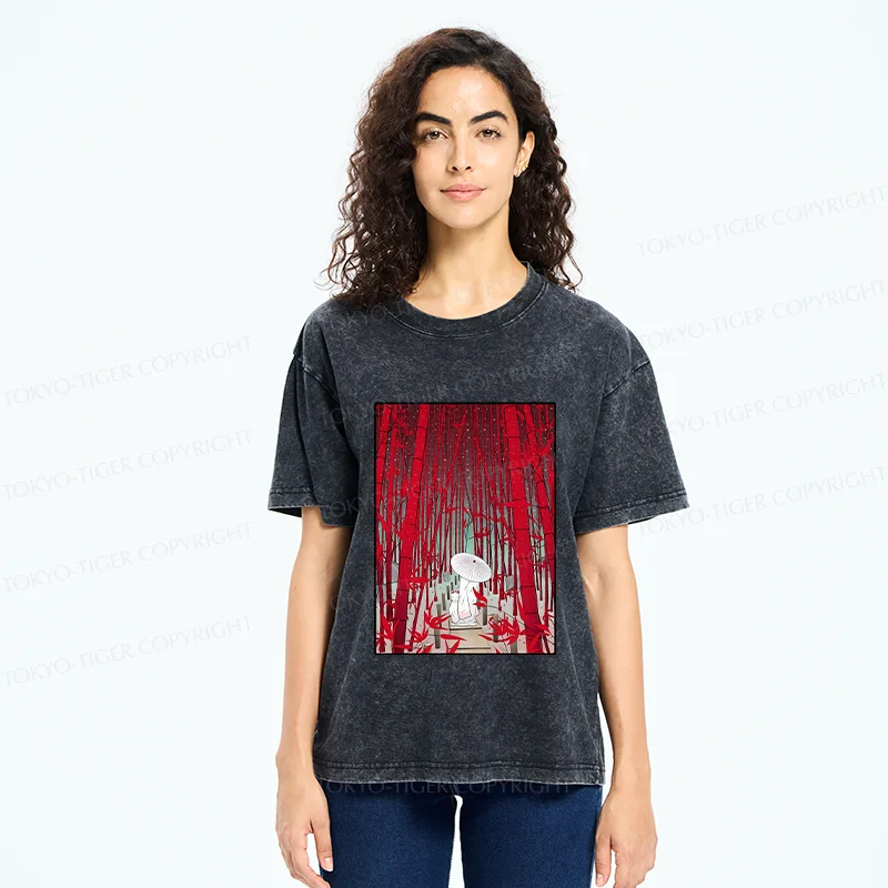 Tokyo-Tiger Japanese Bamboo Forest Washed T-Shirt
