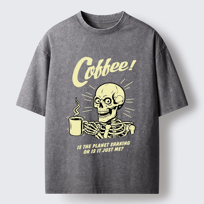 Tokyo‑Tiger Funny Skull Coffee Washed T‑Shirt