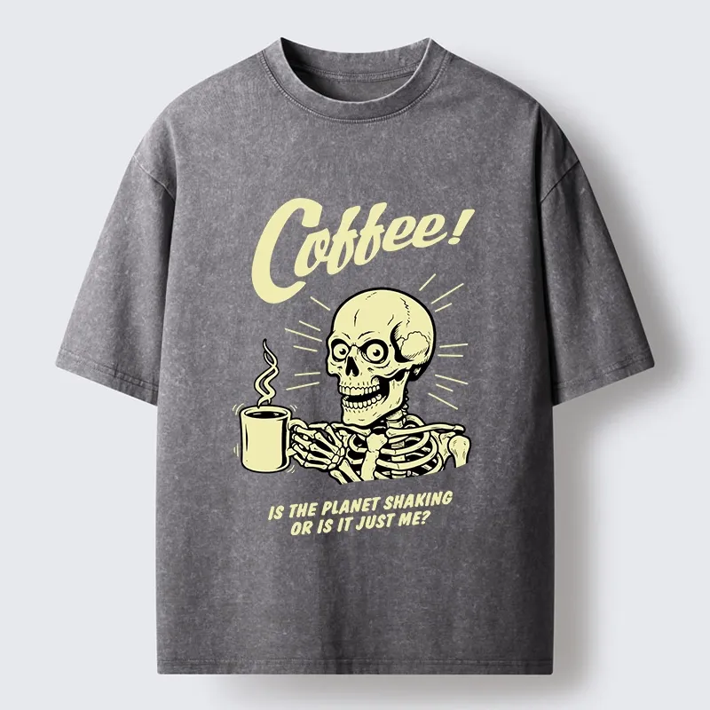Tokyo‑Tiger Funny Skull Coffee Washed T‑Shirt