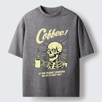 Tokyo‑Tiger Funny Skull Coffee Washed T‑Shirt