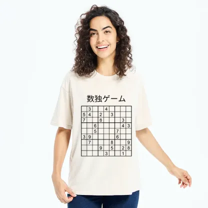 Tokyo-Tiger Sudoku Game Washed T-Shirt
