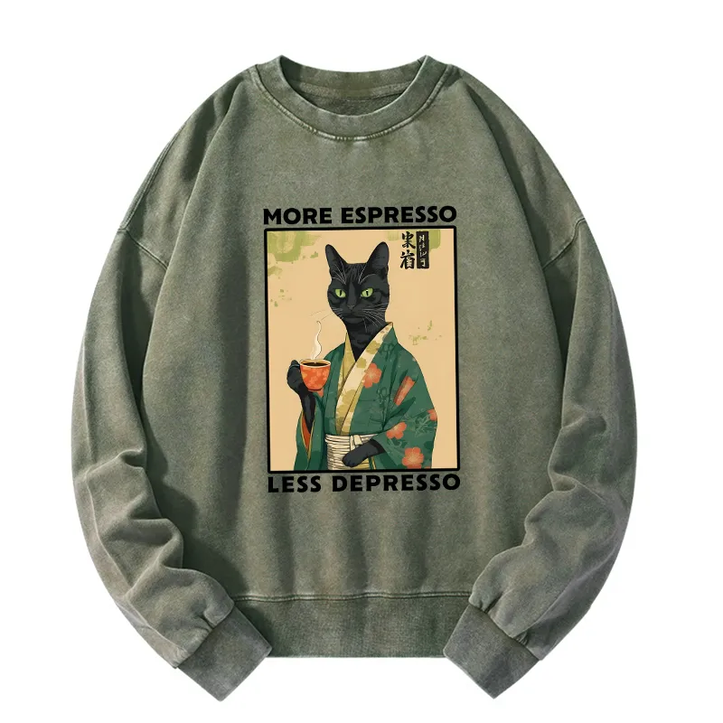 Tokyo-Tiger More Caffeine Less Sadness Washed Sweatshirt