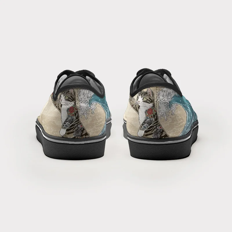 Tokyo-Tiger Cat Surfing Canvas Shoes