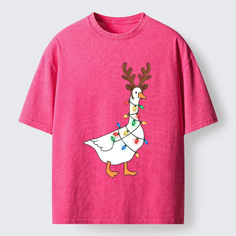 Tokyo-Tiger Funny Christmas Goose Washed T-Shirt