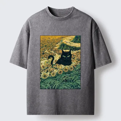 Tokyo‑Tiger Van Gogh Black Cat Washed T‑Shirt