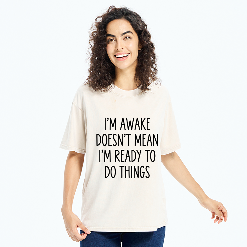 Tokyo-Tiger Morning Vibe Funny Meme Washed T-Shirt