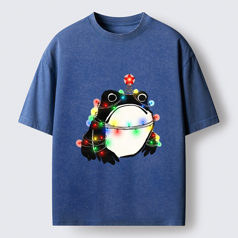 Tokyo-Tiger Christmas Lights Frog Washed T-Shirt