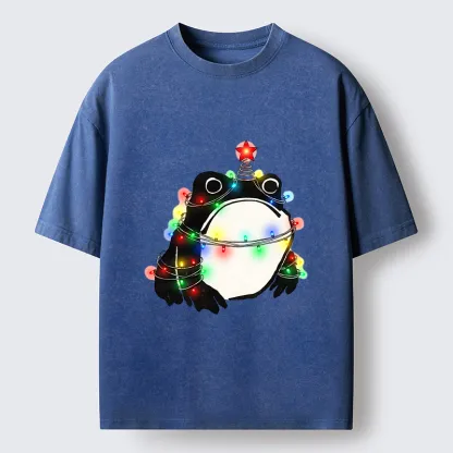 Tokyo-Tiger Christmas Lights Frog Washed T-Shirt