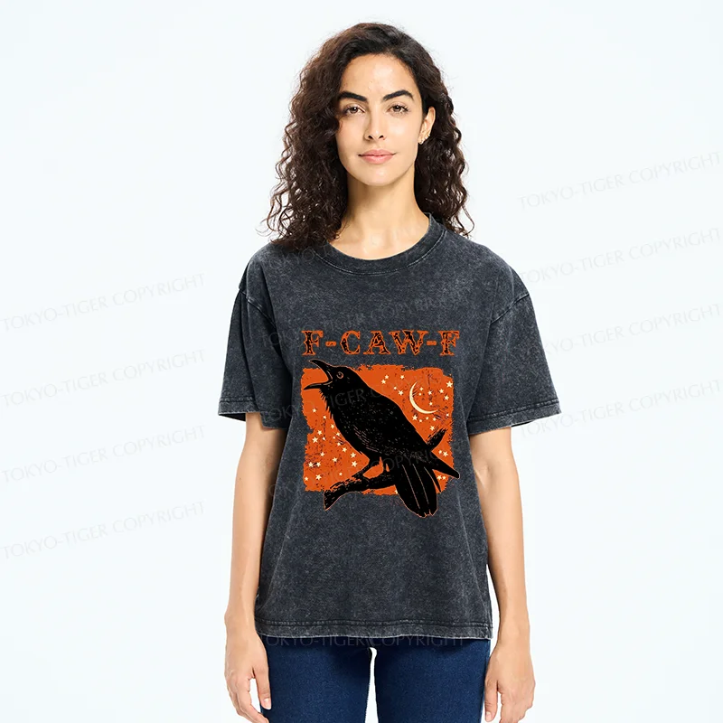 Tokyo-Tiger Funny Crow Calls Washed T-Shirt
