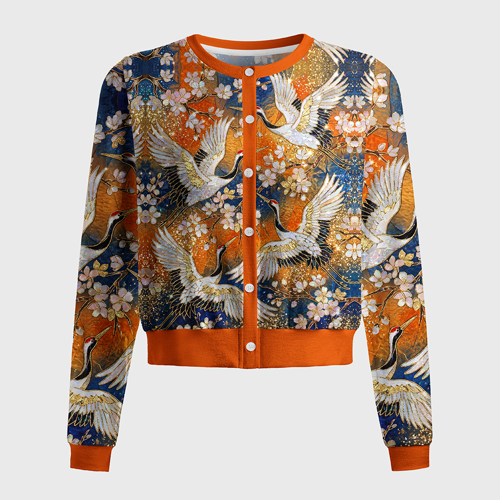 Tokyo-Tiger Eternal Cranes In Blooming Light Women's Lightweight Cardigan