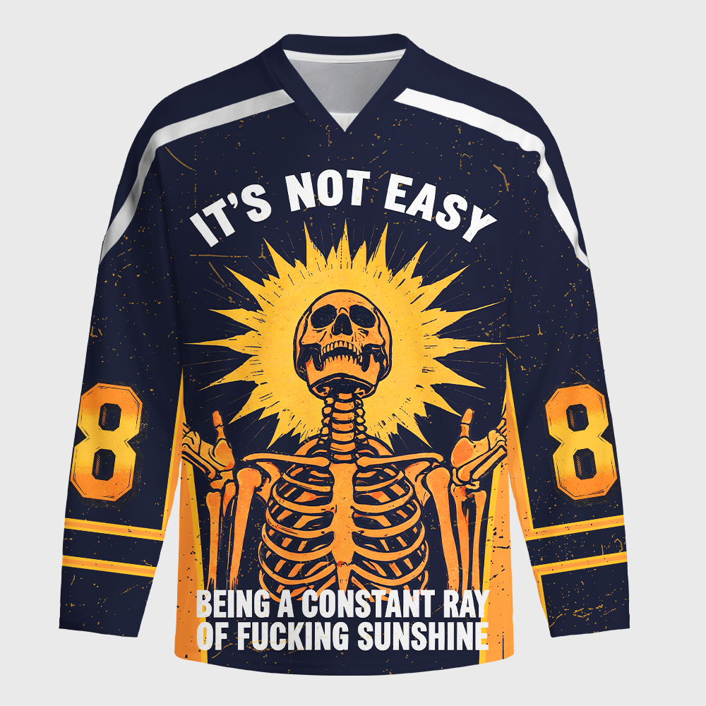 Tokyo-Tiger Shining Funny Skeleton Long-Sleeve Hockey Jersey