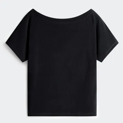 Tokyo-Tiger Vintage Japanese Crane Kanji Off Shoulder T-Shirt