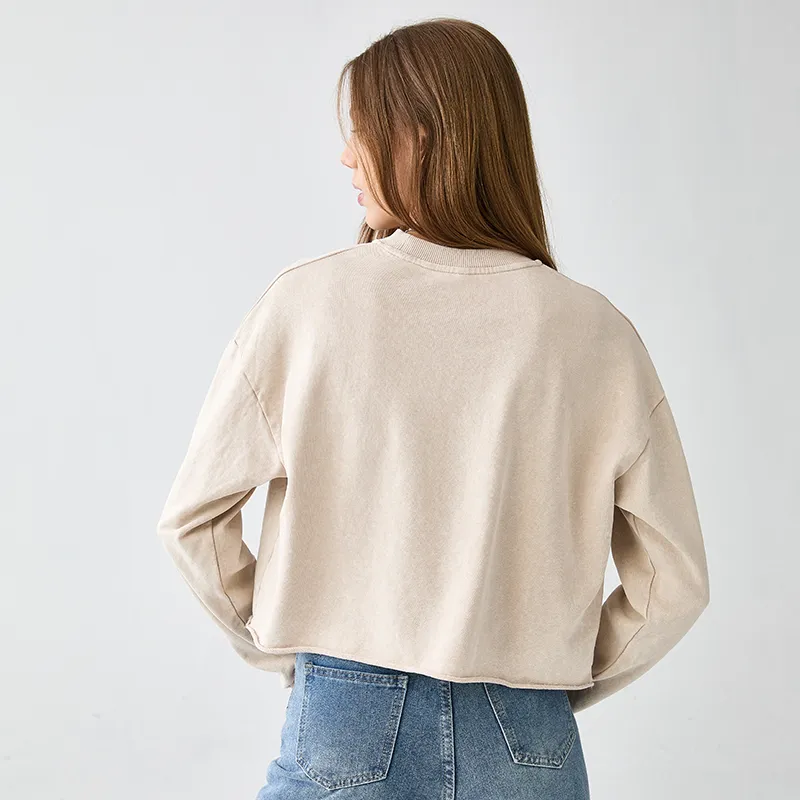 Tokyo-Tiger Japanese Zen Lotus Washed Crop Sweatshirt