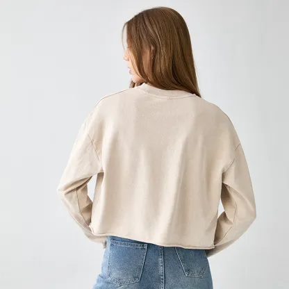 Tokyo-Tiger Japanese Zen Lotus Washed Crop Sweatshirt