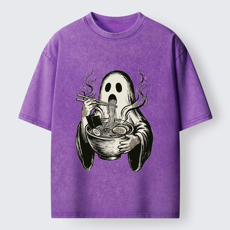 Tokyo‑Tiger Funny Ghost Ramen Washed T‑Shirt