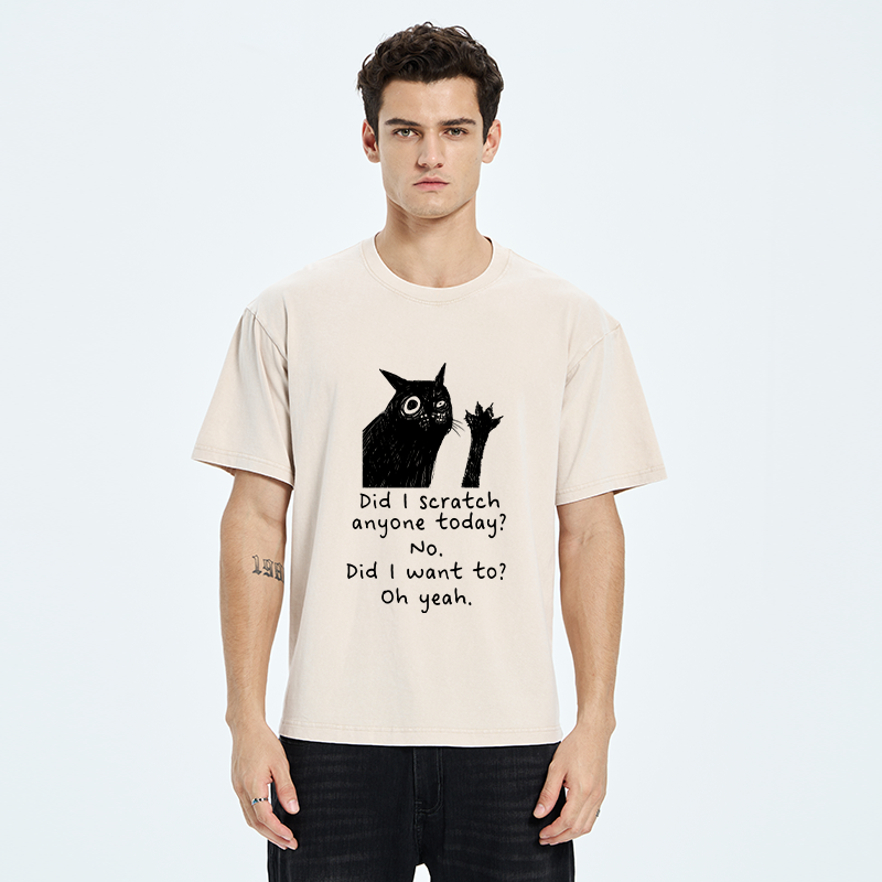 Tokyo‑Tiger Black Cat Scratches People Washed T-Shirt
