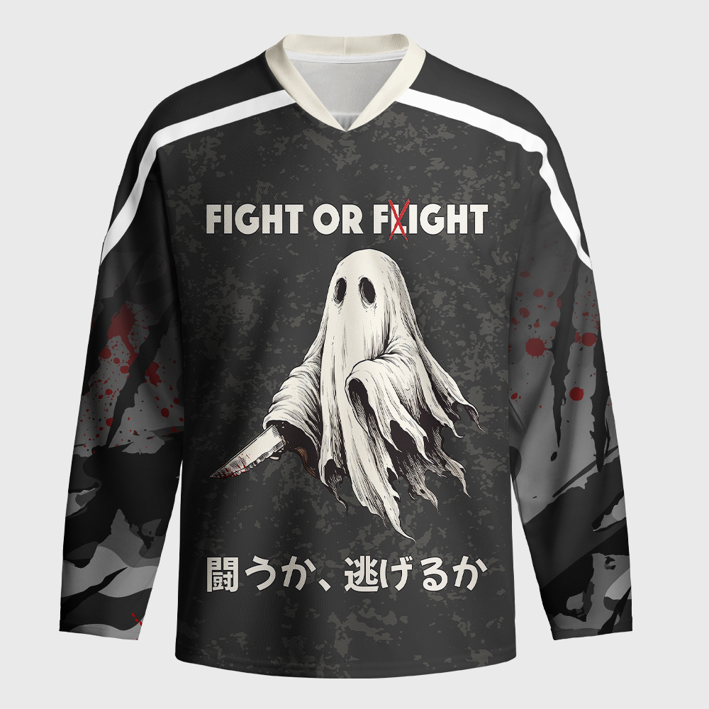 Tokyo-Tiger Spooky Ghost with Knife Long-Sleeve Hockey Jersey