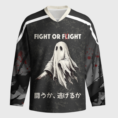 Tokyo-Tiger Spooky Ghost with Knife Long-Sleeve Hockey Jersey