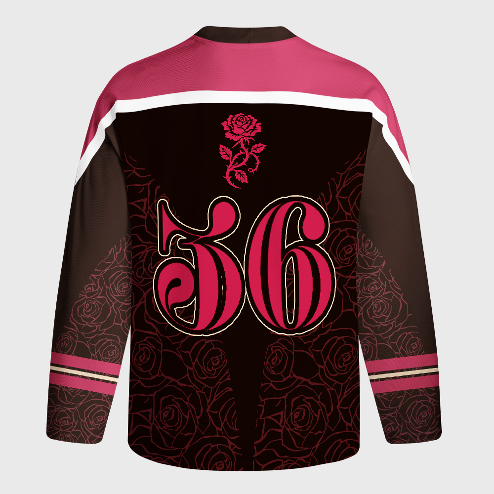 Tokyo-Tiger Ukiyo-e Black Cat Rose Long-Sleeve Hockey Jersey