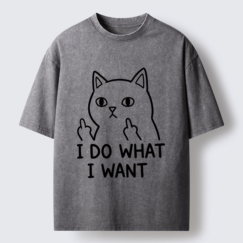 Tokyo-Tiger Funny Cat Freedom Vibe Washed T-Shirt