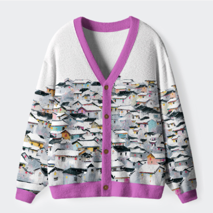 Tokyo-Tiger Lights Of A Thousand Homes Ugly Cardigan Sweater