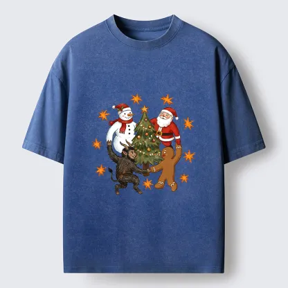 Tokyo-Tiger Christmas Party Crew Washed T-Shirt