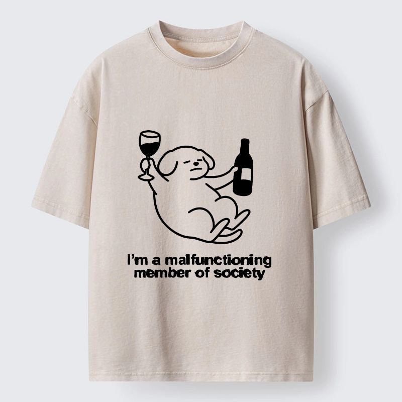 Tokyo‑Tiger Silly Wine Dog Vibe Washed T‑Shirt