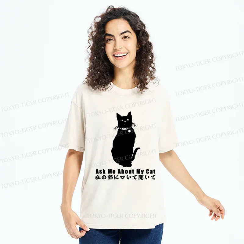 Tokyo-Tiger Tsundere Cat Washed T-Shirt