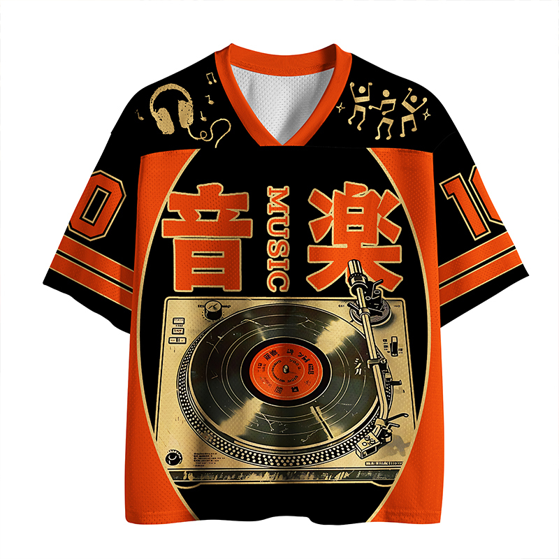 Tokyo-Tiger Retro Music Record Player Mesh Jersey