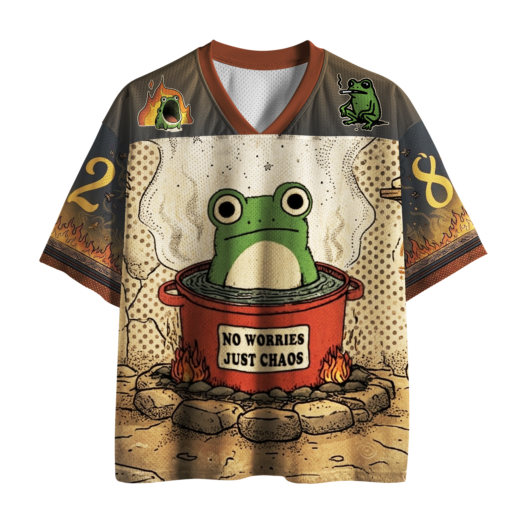 Tokyo-Tiger No Worries Just Chaos Frog Mesh Jersey