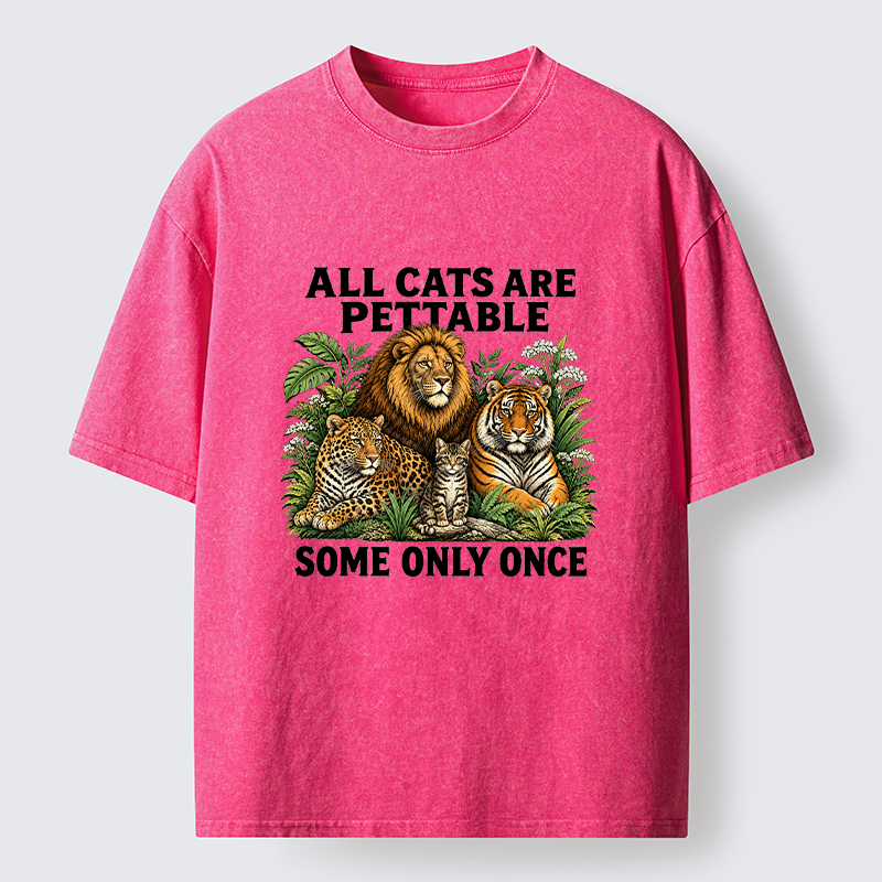 Tokyo-Tiger Funny Wild Cat Family Scene Washed T-Shirt