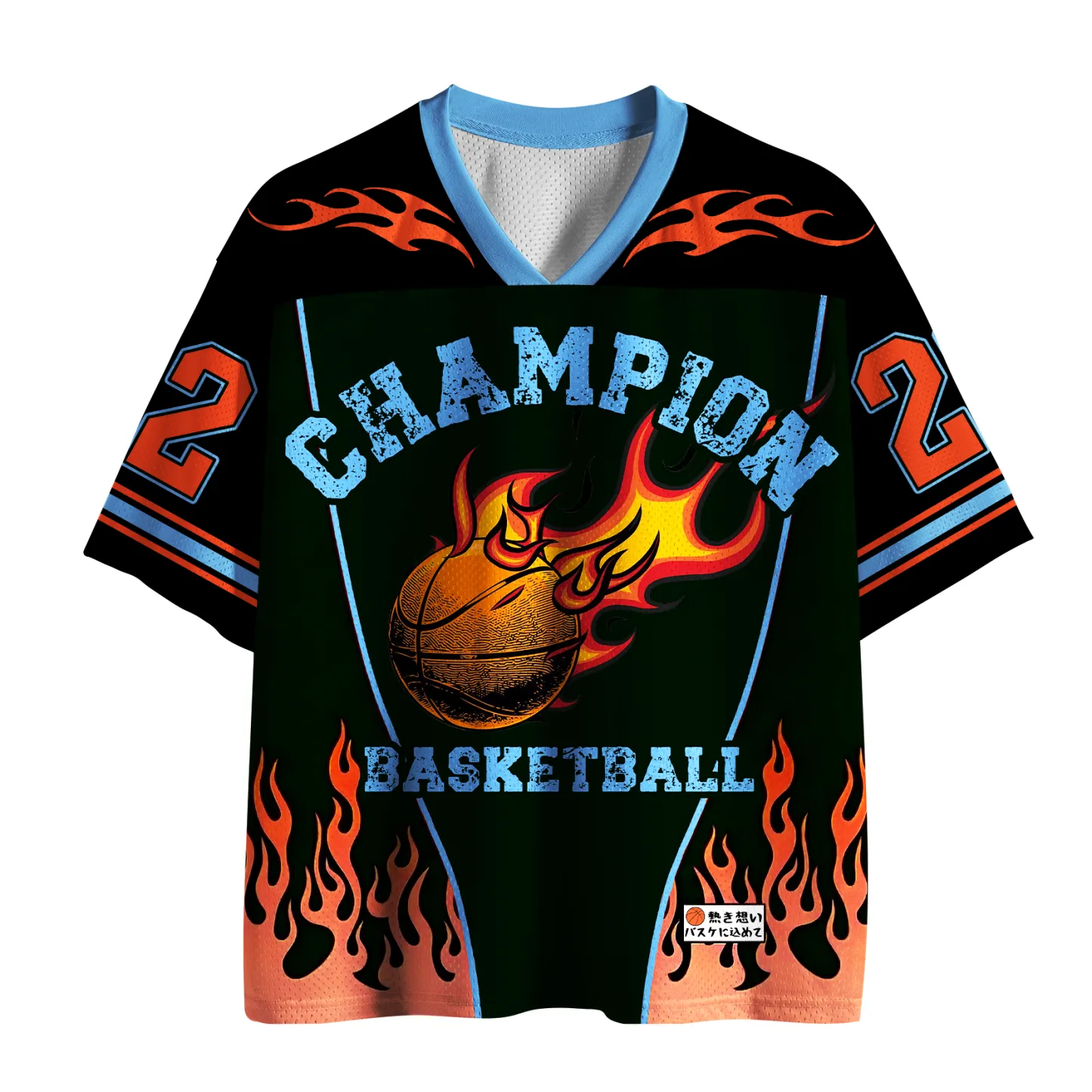 Tokyo-Tiger Retro Flame Champion Basketball Mesh Jersey