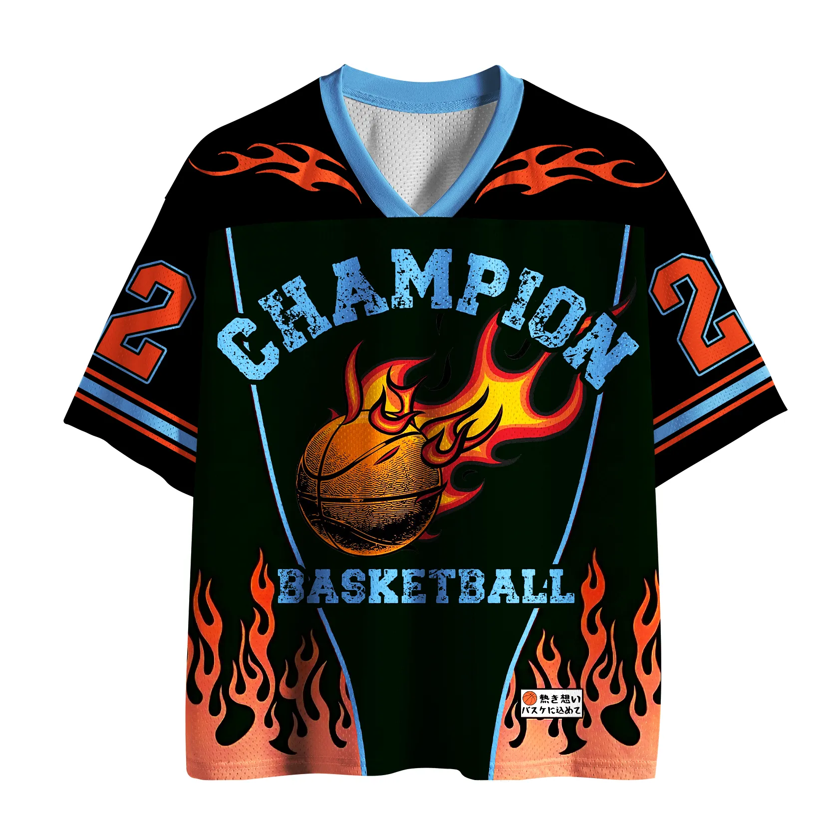 Tokyo-Tiger Retro Flame Champion Basketball Mesh Jersey