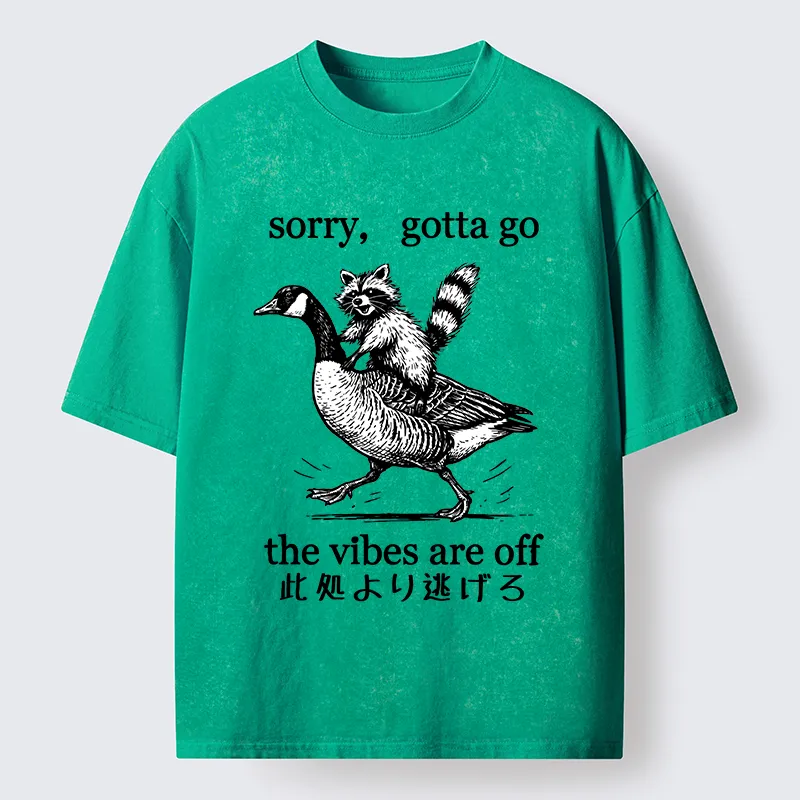 Tokyo‑Tiger Raccoon Goose Escape Washed T-Shirt
