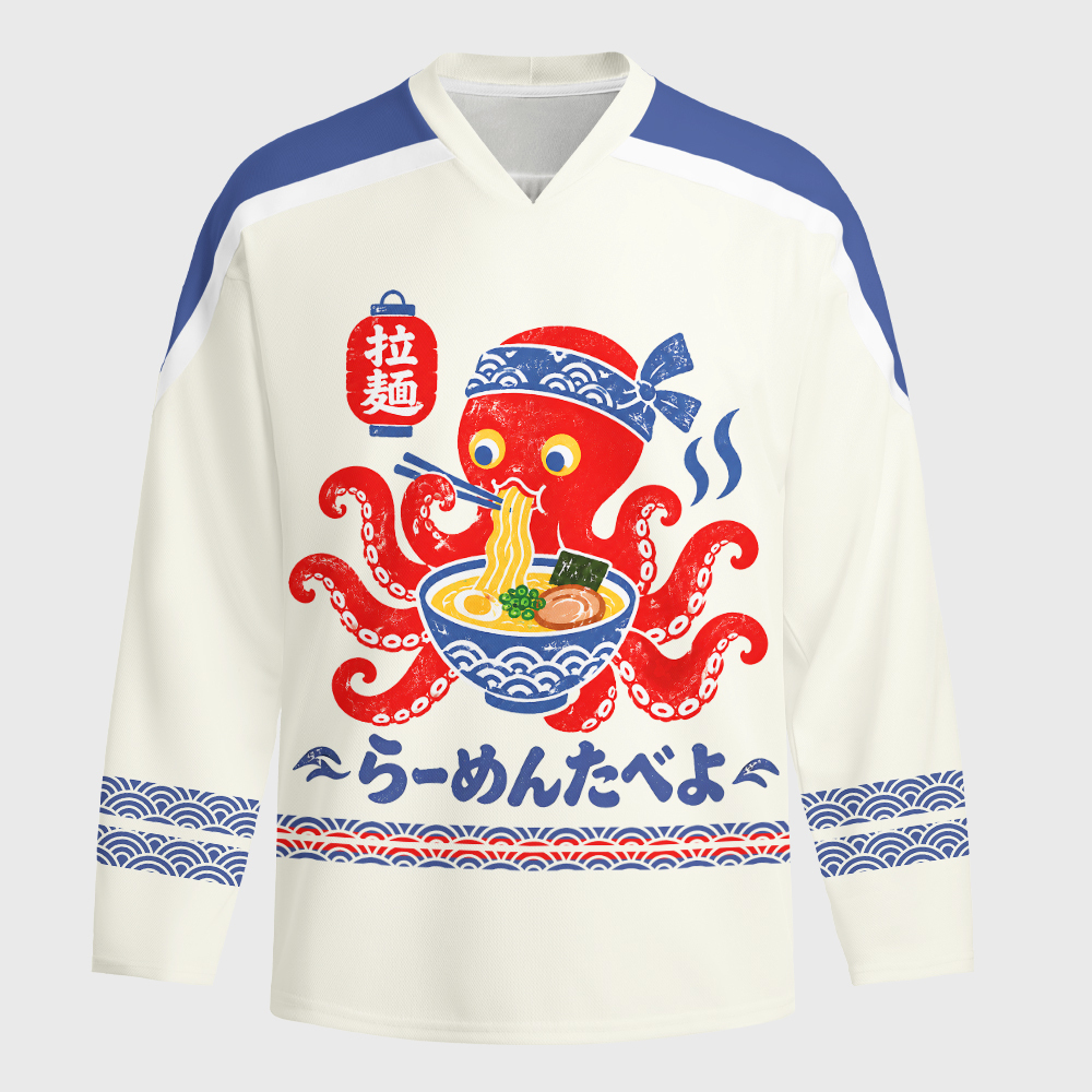 Tokyo-Tiger Tribal Octopus Long-Sleeve Hockey Jersey Sale
