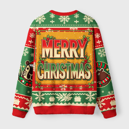 Tokyo-Tiger More Wine Less Whine Fuzzy Christmas Ugly Sweatshirt