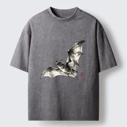 Tokyo‑Tiger Ink Style Bat Washed T‑Shirt