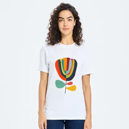 Tokyo-Tiger Colorful Flower Minimalist Print Classic T-Shirt