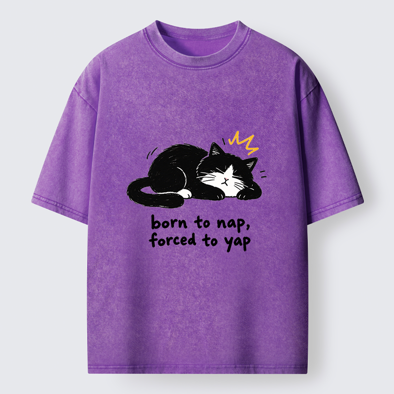 Tokyo-Tiger Cute Lazy Cat Funny Meme Washed T-Shirt