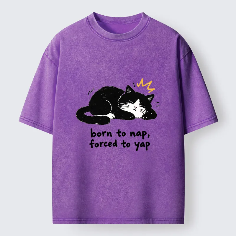 Tokyo-Tiger Cute Lazy Cat Funny Meme Washed T-Shirt